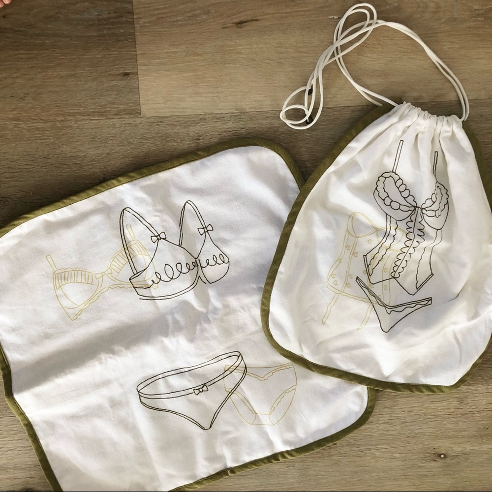 Embroidered Travel Lingerie Bags
